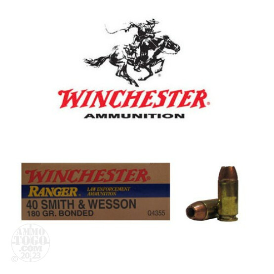 50rds - 40 S&W Winchester Ranger Q4355 180gr. Bonded HP Ammo