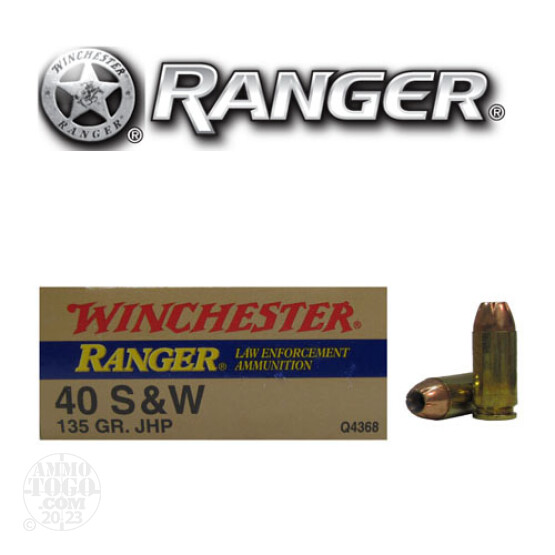 50rds - 40 S&W Winchester Ranger 135gr. HP Ammo