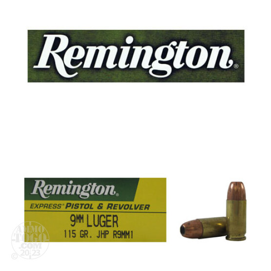 50rds - 9mm Remington Express 115gr. JHP Ammo
