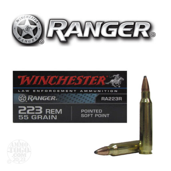 20rds - 223 LE Winchester Ranger 55gr. Pointed Soft Point Ammo