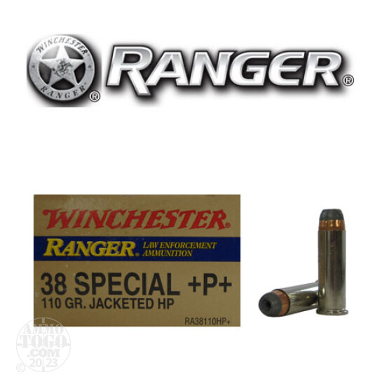 500rds - 38 Special Winchester Ranger 110gr. +P+ HP Ammo