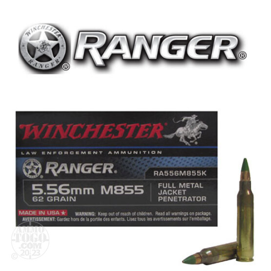 500rds - 5.56 Winchester Ranger M855 62gr. Penetrator Ammo