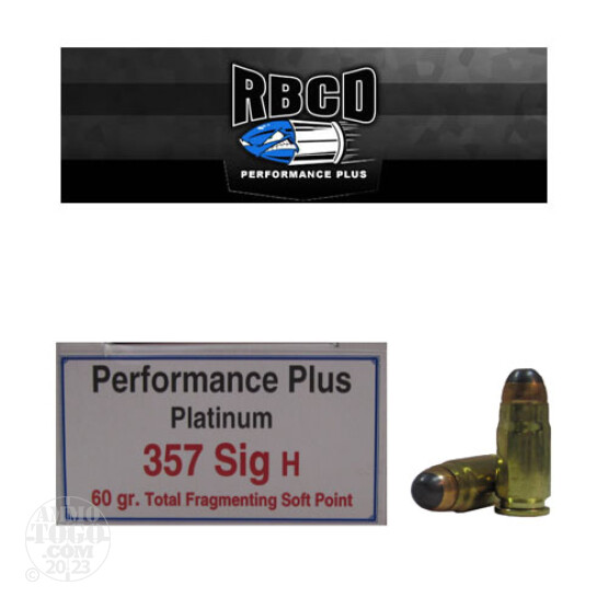 20rds - 357 Sig RBCD Performance Plus 60gr. Total Fragmenting SP Ammo