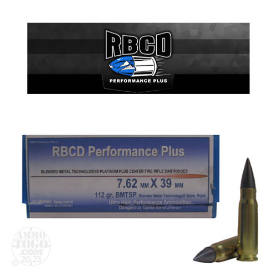 20rds - 7.62x39mm RBCD Performance Plus 112gr BMTSP Ammo