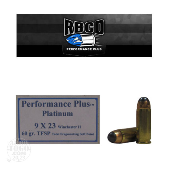 20rds - 9x23 Win. RBCD Performance Plus 60gr. Total Fragmenting Soft Point Ammo