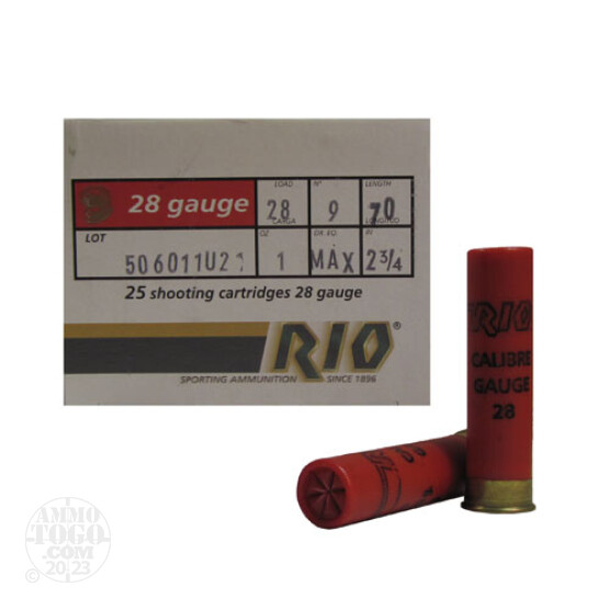 250rds - 28 Gauge Rio 2 3/4" 1oz. #9 Shot Ammo