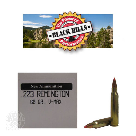 50rds - .223 Black Hills 60gr. New Seconds V-Max Ammo