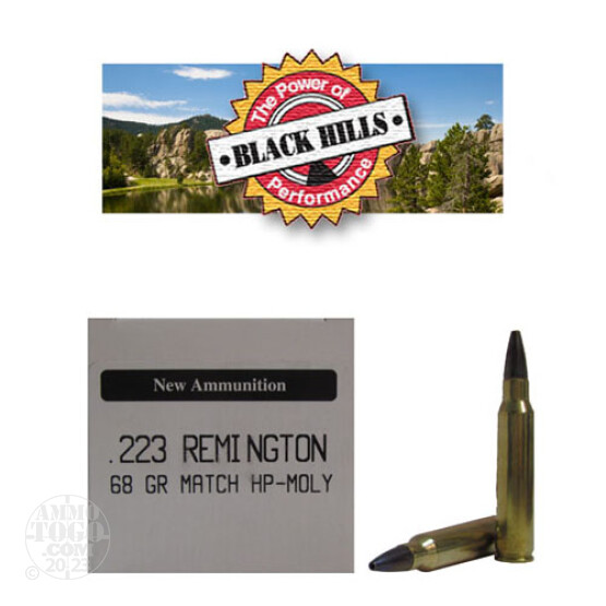 50rds - 223 Black Hills 68gr. New Seconds Heavy Match HP Moly Ammo