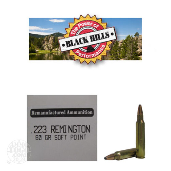 50rds - .223 Black Hills 60gr. Remanufactured Seconds Soft Point Ammo