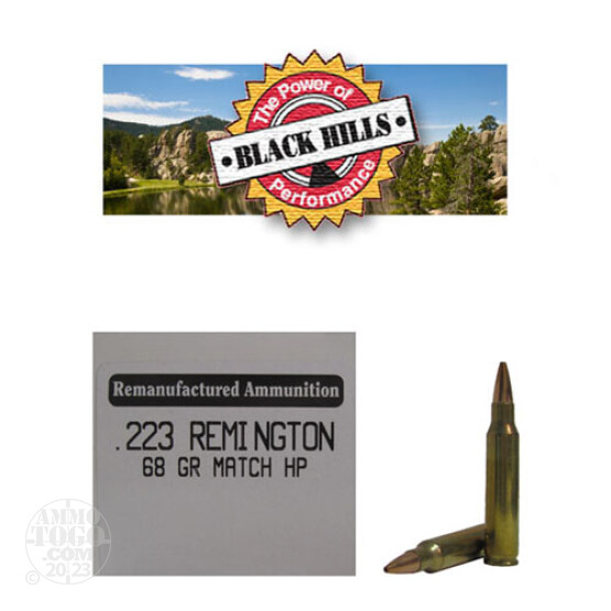 50rds - 223 Black Hills 68gr. Remanufactured Seconds Heavy Match HP Ammo