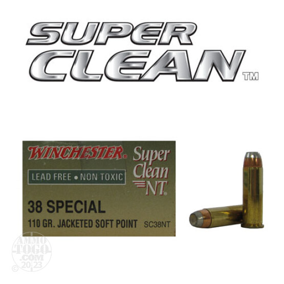 50rds - 38 Special Winchester Super Clean NT 110gr. Flat Point