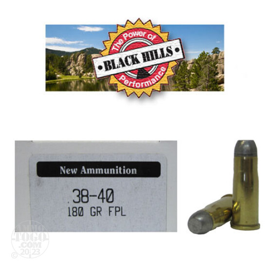 50rds - 38-40 Black Hills Seconds 180gr. Flat Point Lead Ammo