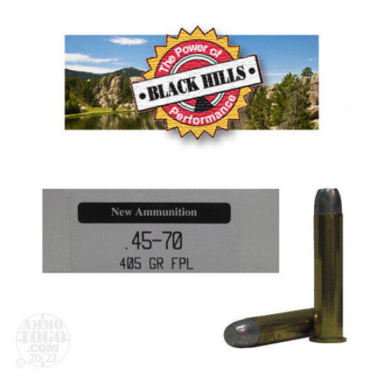 20rds - 45-70 Govt. Black Hills 405gr. New Seconds Flat Point Lead Ammo