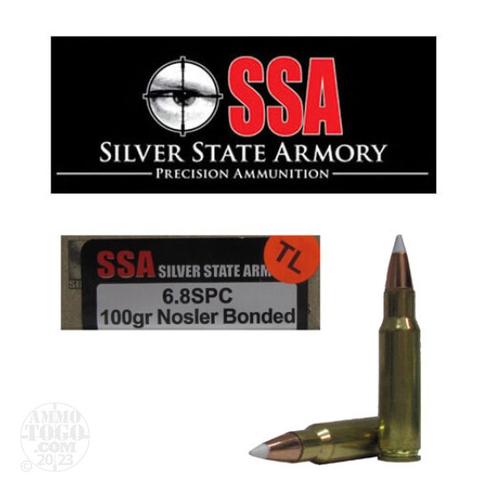 20rds - 6.8 SPC Silver State Armory 100gr. Nosler Accubond TACTICAL Load Ballistic Tip