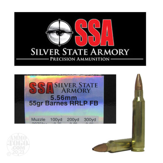 20rds - 5.56 Silver State Armory 55gr. Barnes RRLP Frangible Ammo