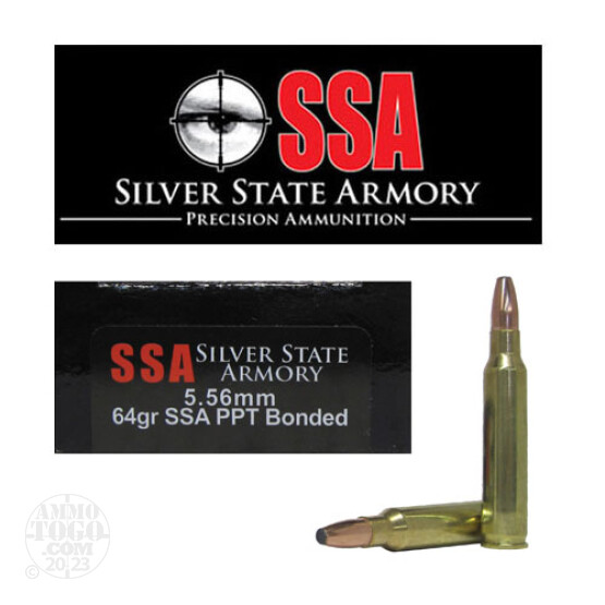 20rds - 5.56 Silver State Armory 64gr. PPT Bonded Ammo