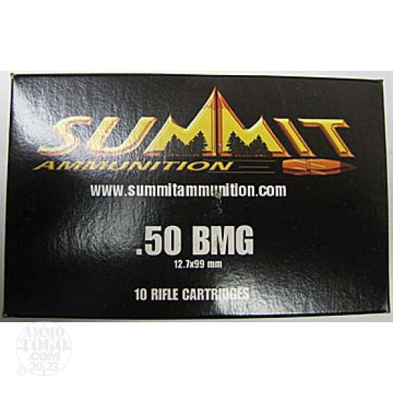 10rds - 50 Cal. BMG Summit Ammunition M-2 700gr. AP Ammo