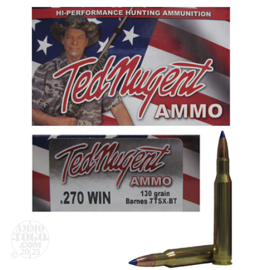 20rds - 270 Win. Ted Nugent 130gr. Polymer Tip TTSX Boattail Ammo