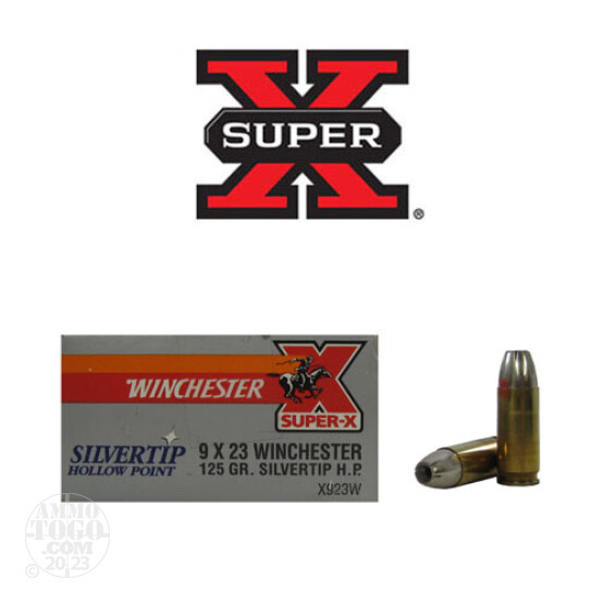 50rds - 9X23 Winchester 125gr. Silvertip Hollow Point Ammo