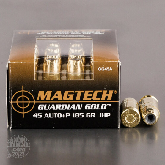 20rds - 45 ACP MAGTECH Guardian Gold 185gr. +P HP Ammo
