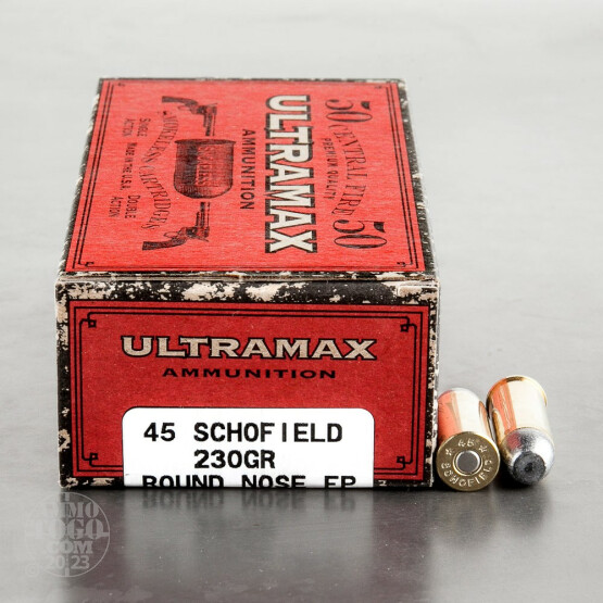 50rds - 45 Schofield Ultramax 230gr. Round Nose Flat Point Ammo