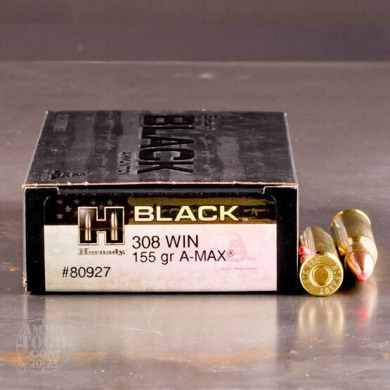 20rds – 308 Win Hornady BLACK 155gr. A-MAX Ammo