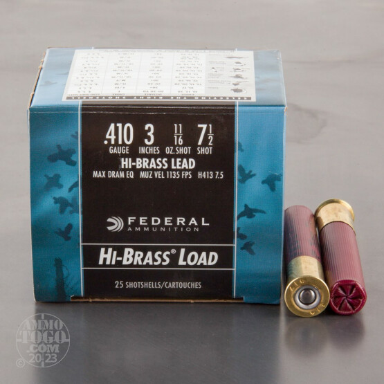 25rds – 410 Bore Federal Game-Shok Hi-Brass 3" 11/16oz. #7-1/2 Shot Ammo