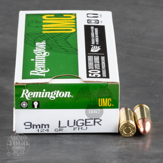 50rds - 9mm Remington  UMC 124gr. FMJ Ammo