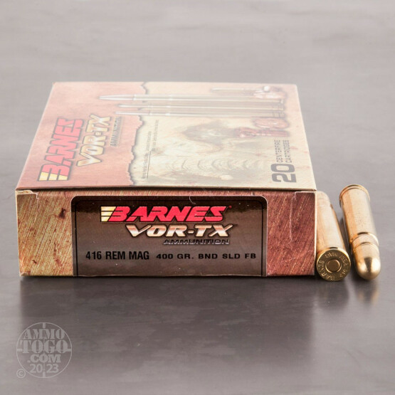 20rds - 416 Rem Mag Barnes VOR-TX 400gr. Banded Solid FB Ammo