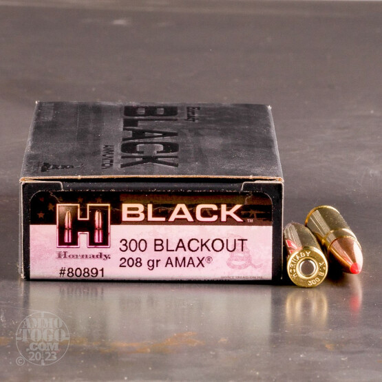 200rds – 300 AAC Blackout Hornady BLACK 208gr. A-MAX Ammo