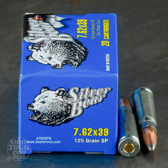 20rds - 7.62x39 Silver Bear 125gr. Soft Point Ammo