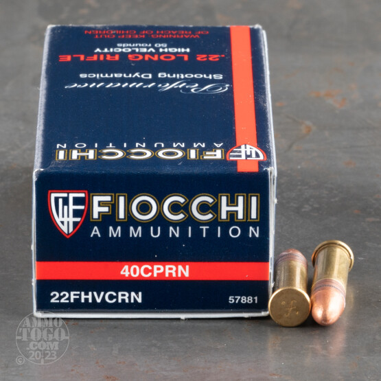 50rds - 22LR Fiocchi HV 40gr. Copper Plated Solid Point Ammo
