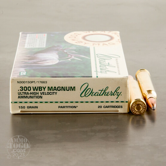 20rds – 300 Weatherby Mag Weatherby Ammunition 150gr. Nosler Partition Ammo
