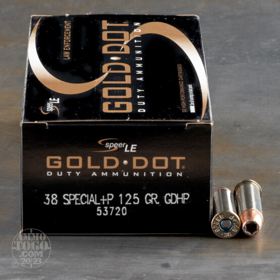 50rds – 38 Special +P Speer LE Gold Dot 125gr. JHP Ammo