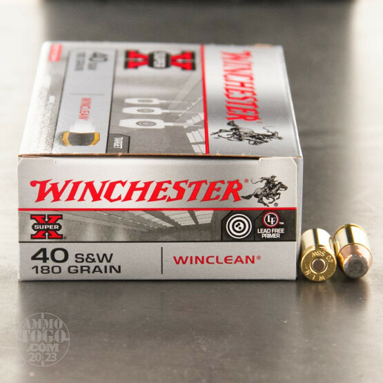500rds - 40 S&W Winchester WinClean 180gr. BEB (FMJ) Ammo