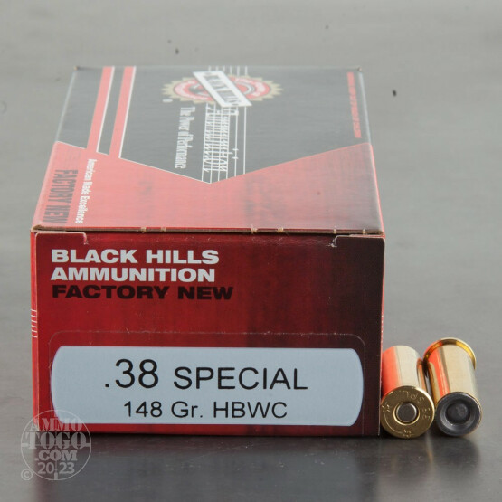 50rds - 38 Special Black Hills 148gr. Hollow Base Wadcutter Ammo