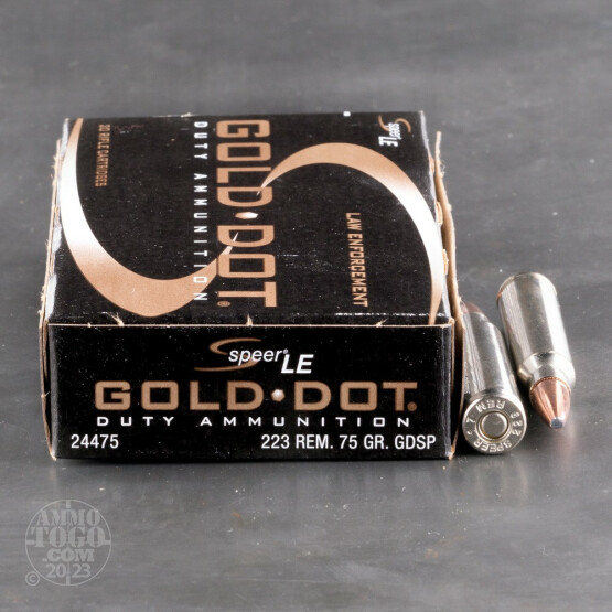 500rds – 223 Rem Speer Gold Dot 75gr. SP Ammo