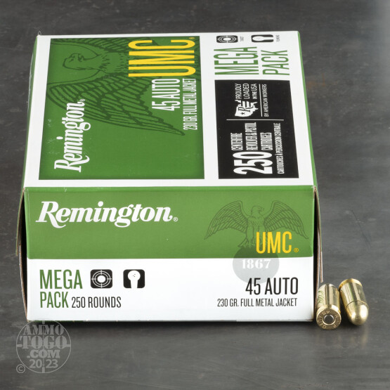 250rds - 45 ACP Remington UMC Megapack 230gr. FMJ Ammo