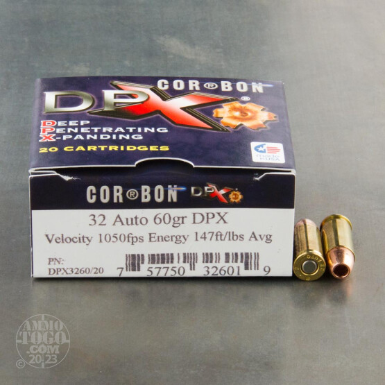 20rds - 32 Auto Corbon 60gr. DPX HP Ammo