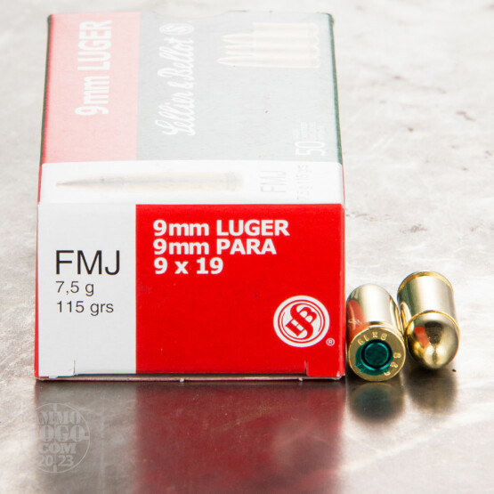 50rds - 9mm Sellier & Bellot POLICE 115gr. FMJ Ammo