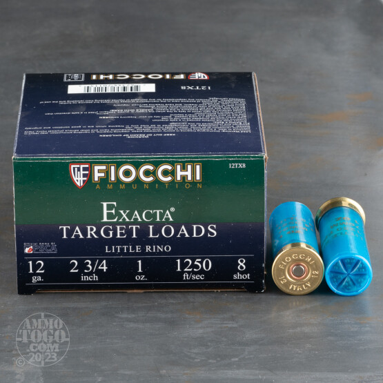 250rds - 12 Gauge Fiocchi Little Rino 2 3/4" 1oz. #8 Shot Ammo
