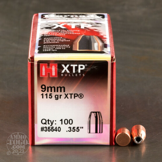 100pcs - 9mm Hornady 115gr. XTP Bullets