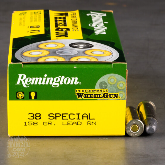 50rds – 38 Special Remington Performance WheelGun 158gr. LRN Ammo