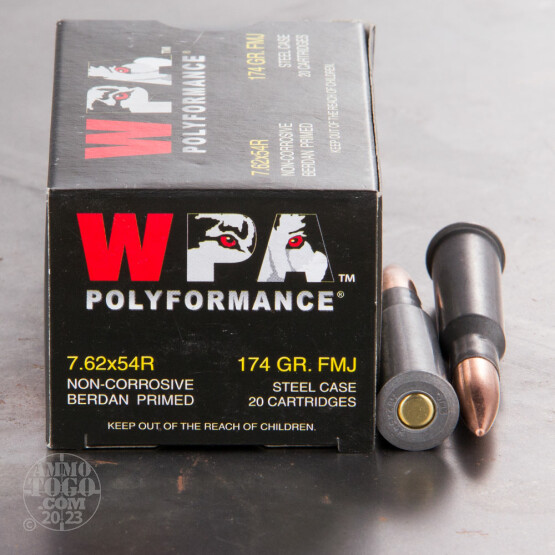20rds - 7.62x54r Wolf WPA Polyformance 174gr. FMJ Ammo