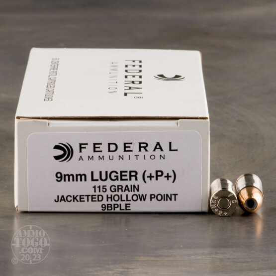 50rds - 9mm Federal LE 115gr. +P+ Hollow Point Ammo