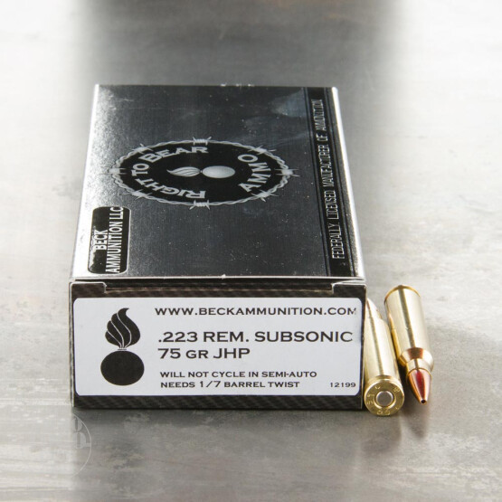 200rds - 223 Right To Bear Subsonic 75gr JHP Ammo
