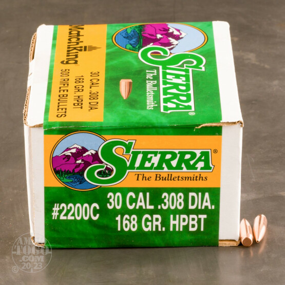 Sierra 308 Win Bullets (.308) 168 Grain HPBT MatchKing- 500