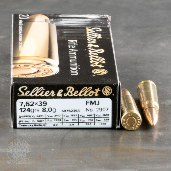 20rds - 7.62x39 Sellier & Bellot 123gr. FMJ Ammo