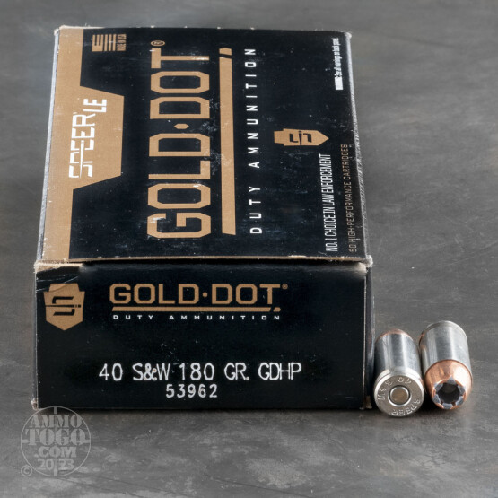 50rds - 40 S&W Speer LE Gold Dot 180gr. HP Ammo