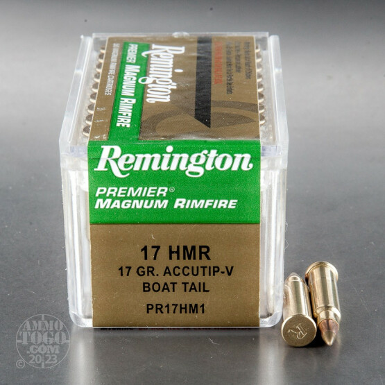 50rds - 17 HMR Remington Premier 17gr. AccuTip V-Max Boat Tail Ammo